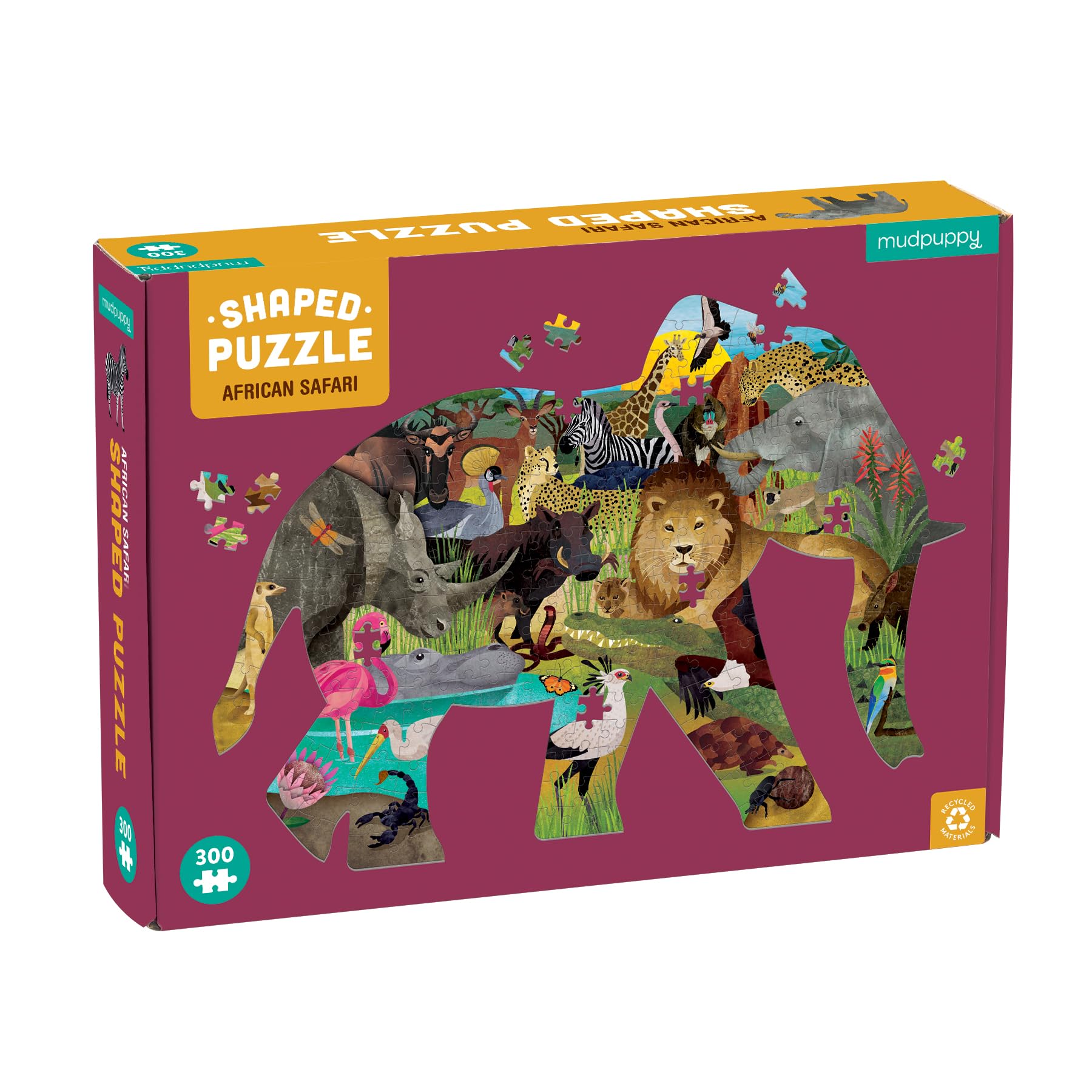 Amazon.com: Mudpuppy African Safari 300 Piece Shaped Puzzle from